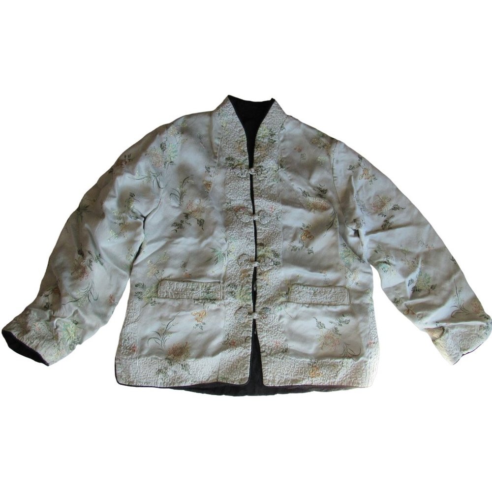 Reversible Asian Oriental Silk Jacket with Pockets Size Womens Small